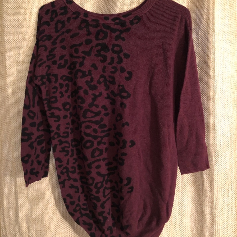 Apt. 9 Maroon Long Sleeve Animal Print Knit Top-S